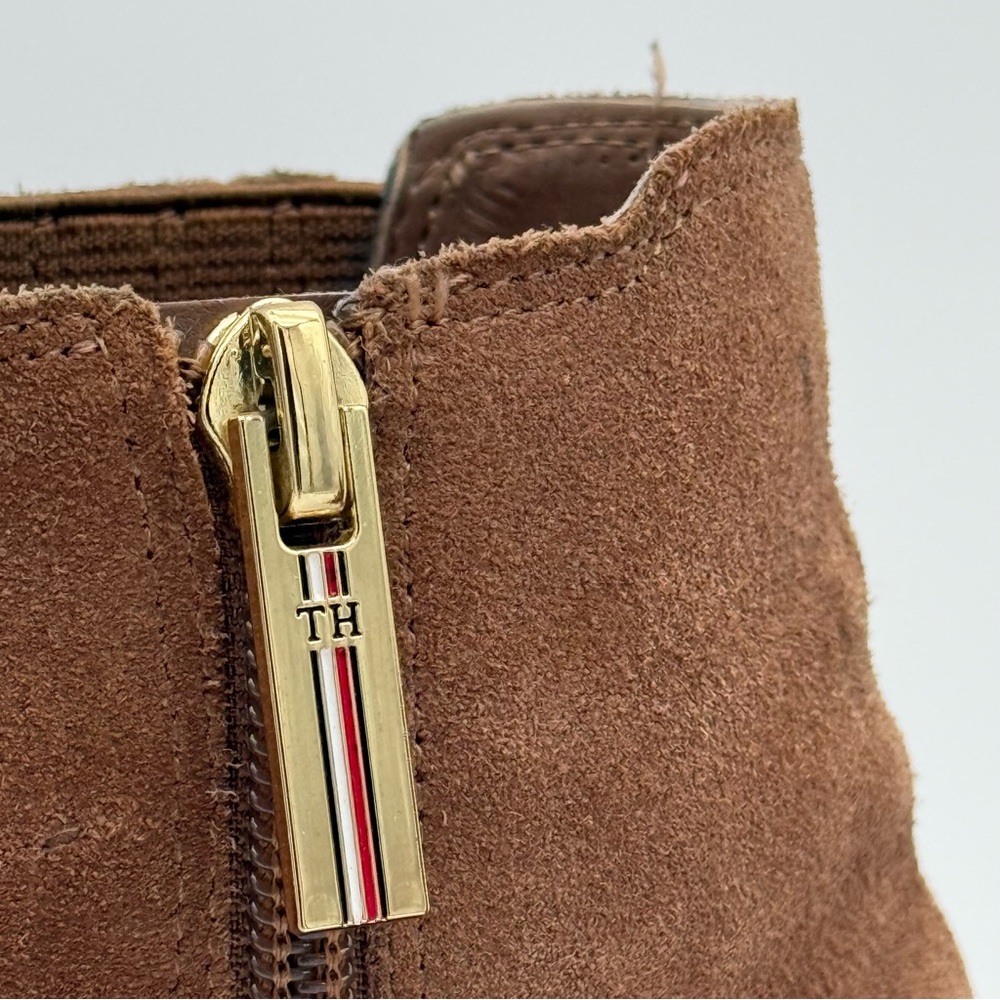 Tommy Hilfiger Women's Brown Suede Ankle Boots Size 6 Heels Zip Zipper - Picture 11 of 13